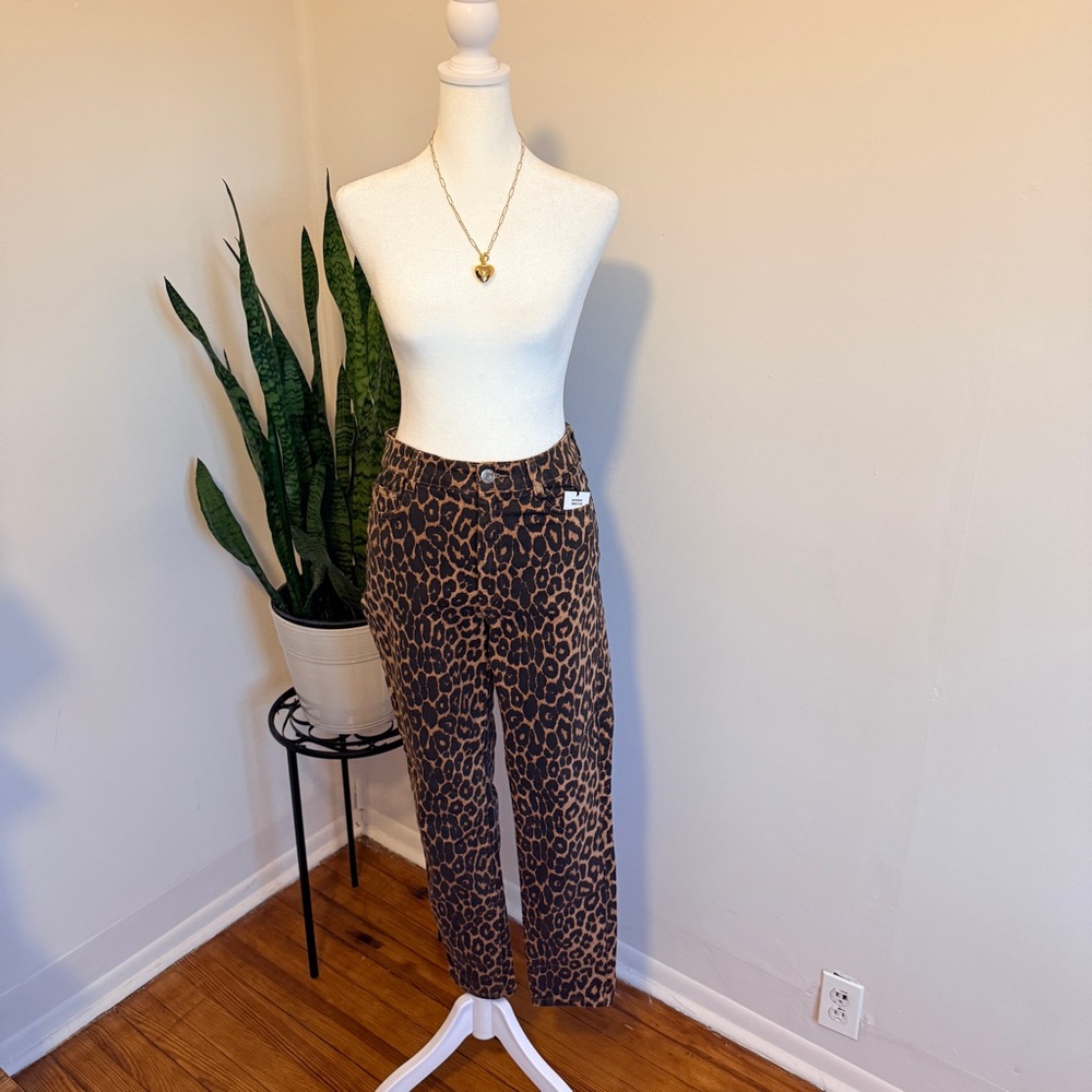Zara‎ | Leopard Print High Rise Skinny Ankle Jeans